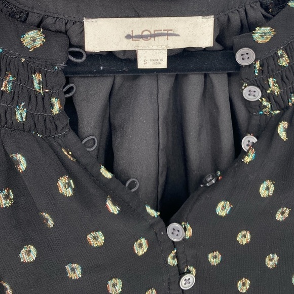 Loft sheer long sleeve ruffle chiffon sparkle shirt - Picture 4 of 9